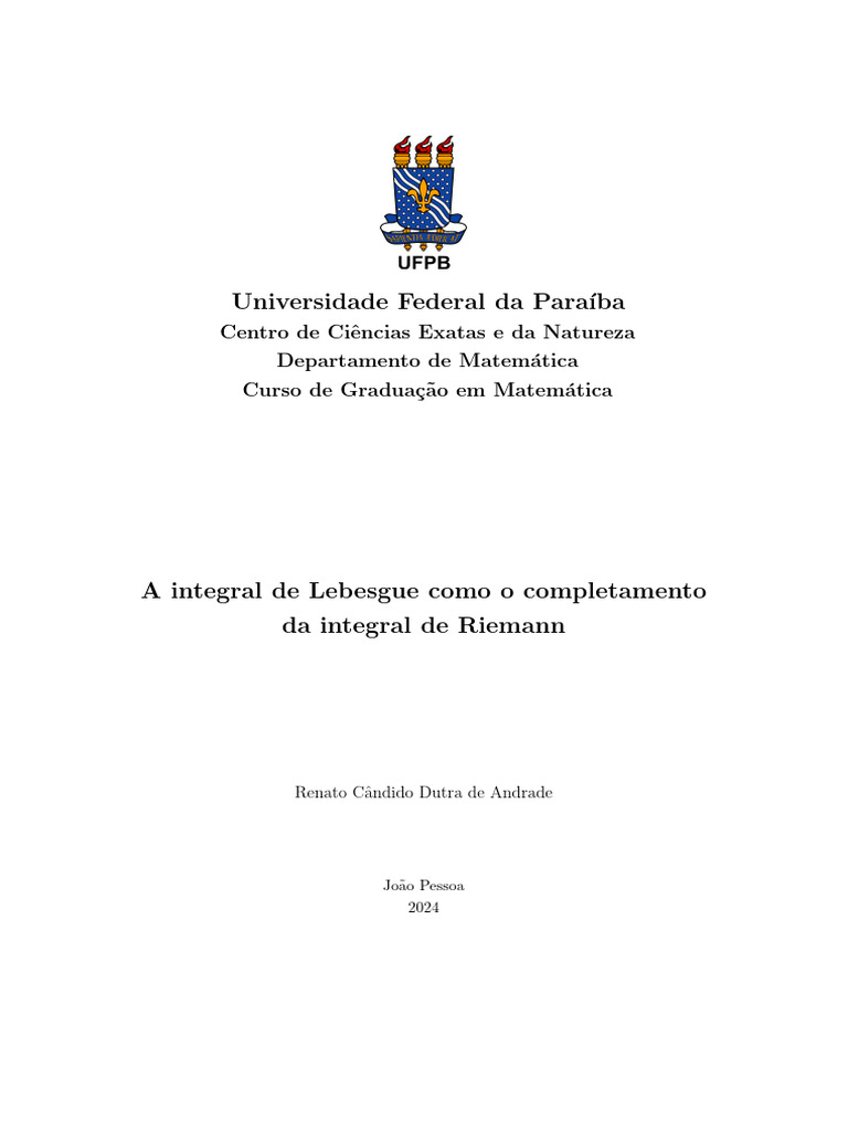 Integral de Lebesgue Completamento da Riemann PDF Função — free download