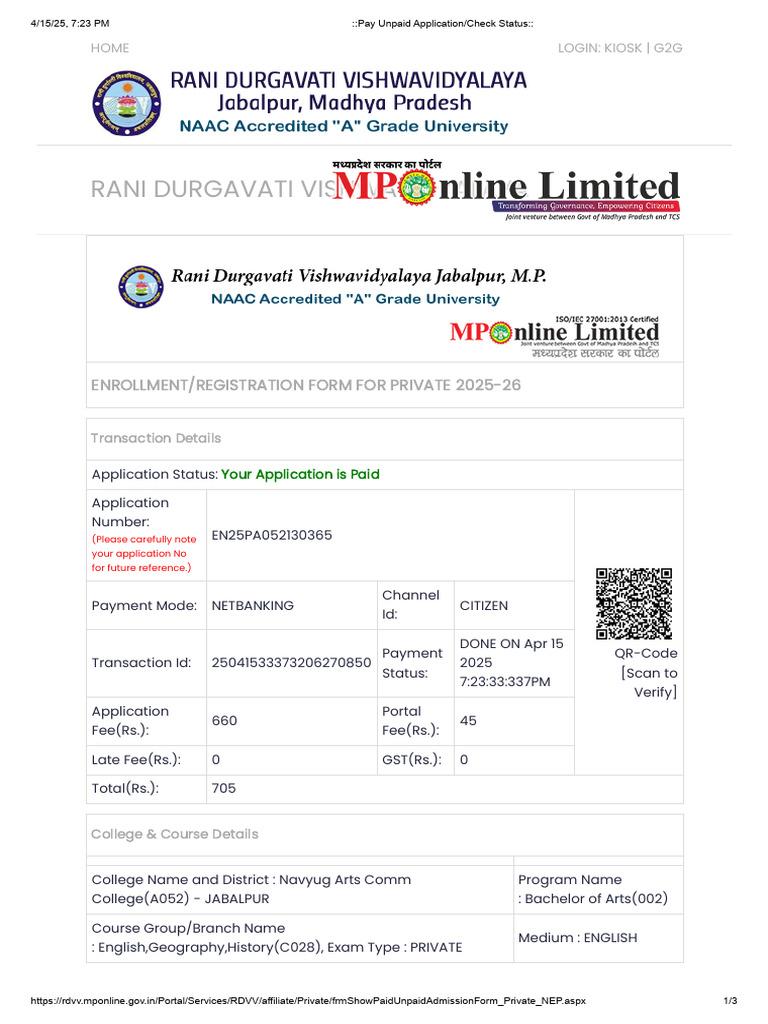 Pay Unpaid Application Check Status | PDF - Payment Status Update On Unpaid Payment History Due