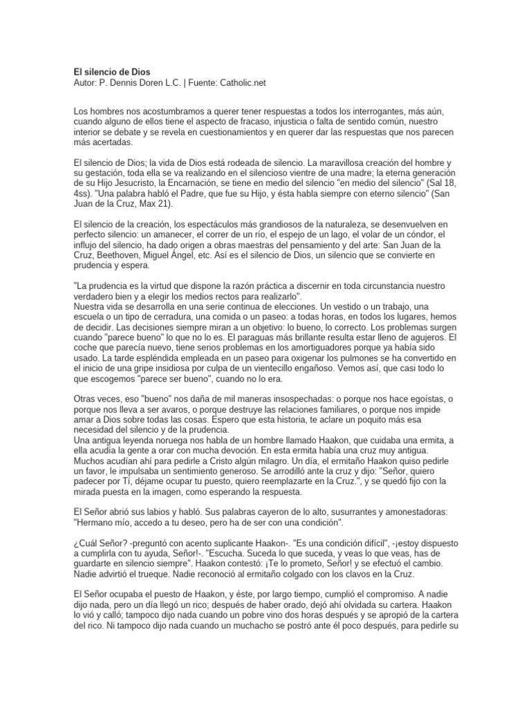 El Silencio de Dios y la Prudencia | PDF | Virtud | Dios
