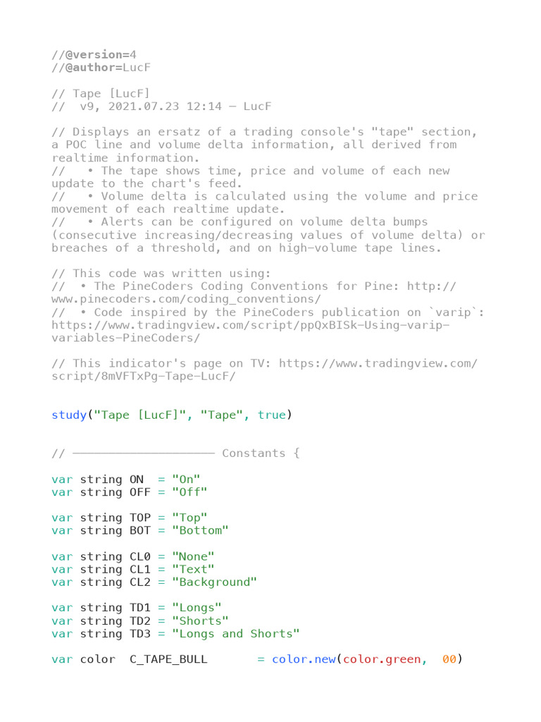 Trading Tape Indicator for Pine Script | PDF | Computer Programming