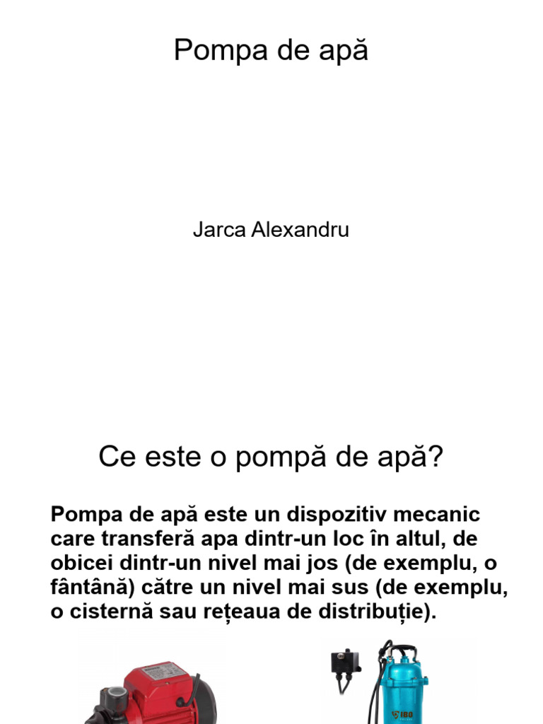 Proiect Pompe de Apa | PDF