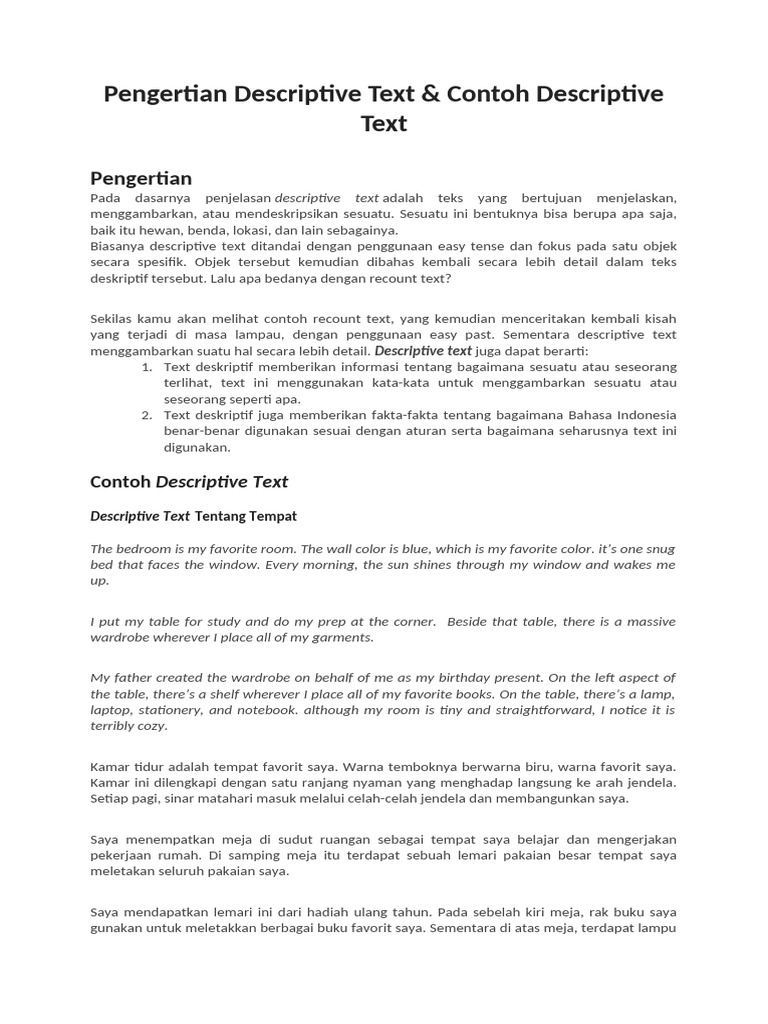 Pengertian dan Contoh Descriptive Text | PDF