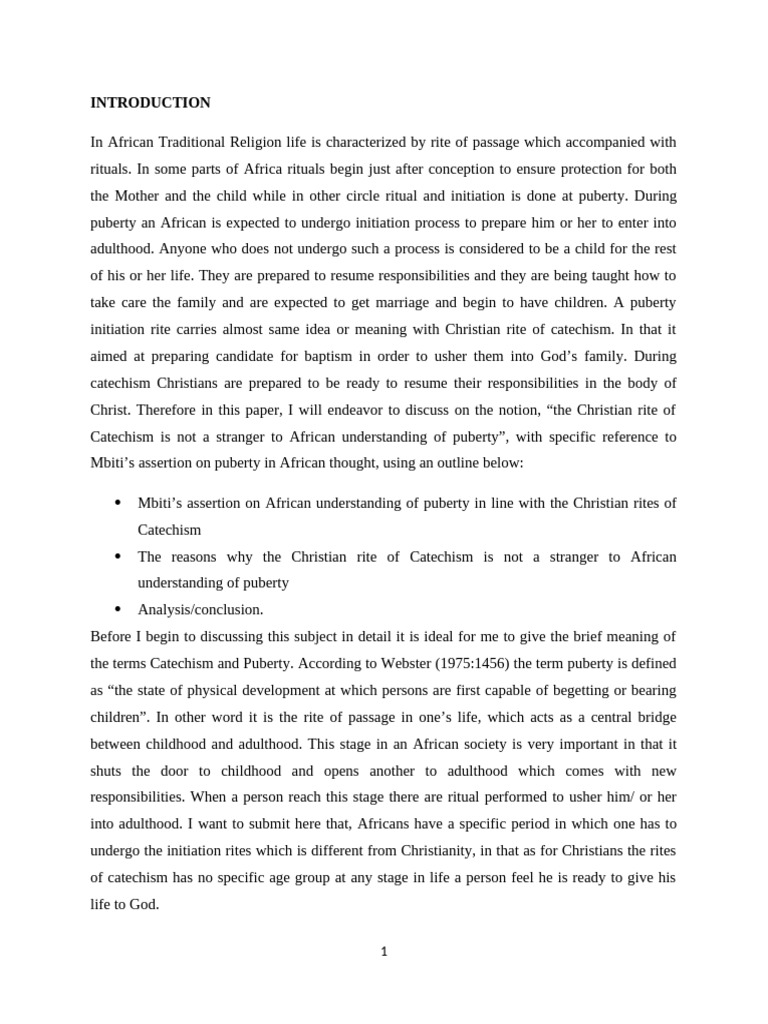 African Puberty Rites and Christian Catechism | PDF | Sacraments | Baptism