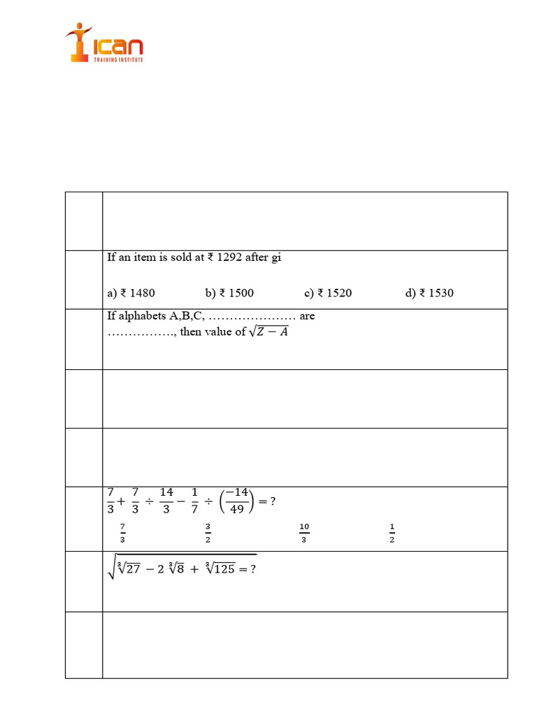 Class 6 Sainik School Mock Test | PDF | Division (Mathematics)