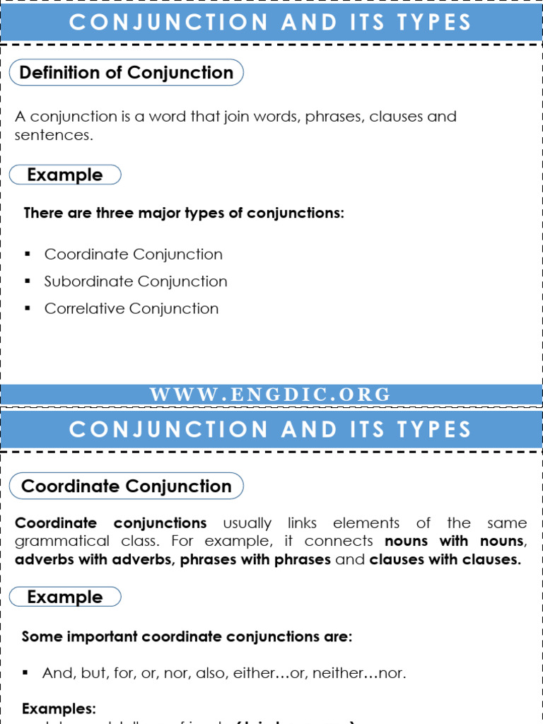 Types of Conjunctions Explained | PDF | Semantic Units | Linguistic ...