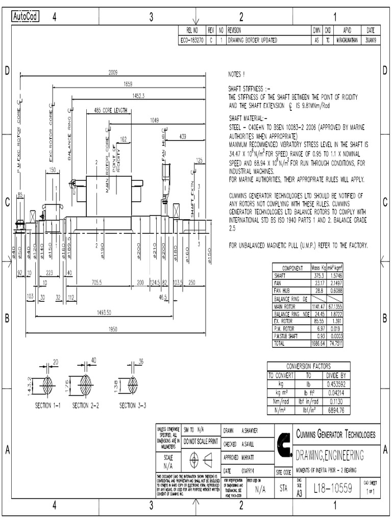 Alternator Rotor Drawings L18-10559 Rev C | PDF