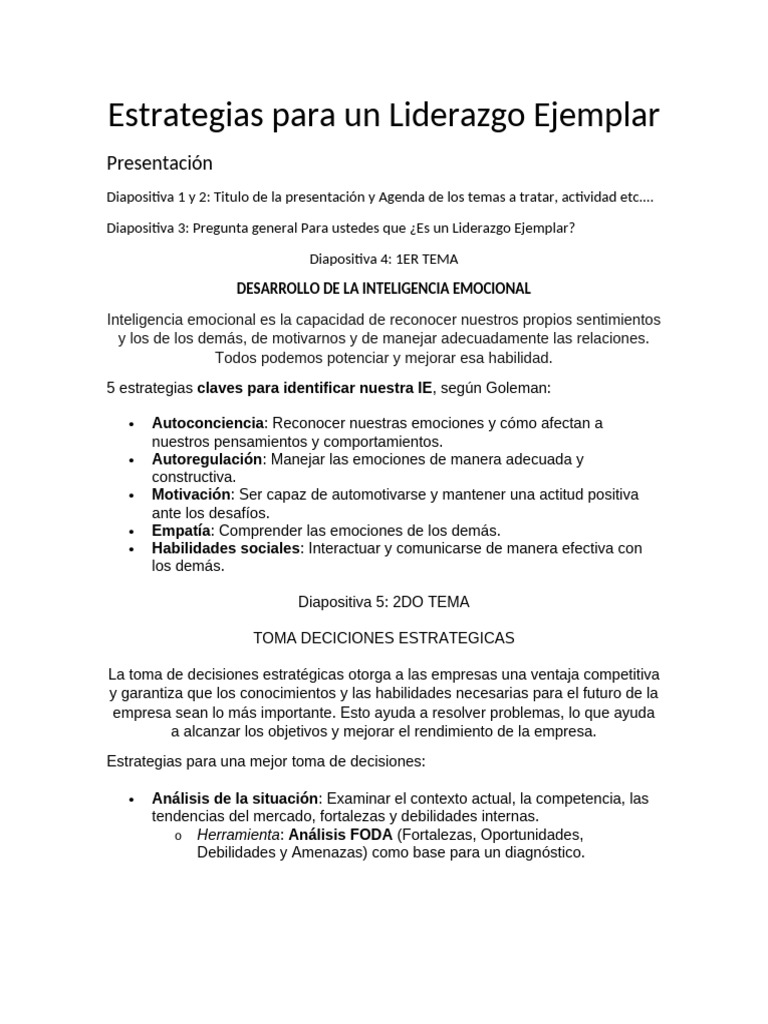 Estrategias para Un Liderazgo Ejemplar | PDF | Inteligencia emocional ...