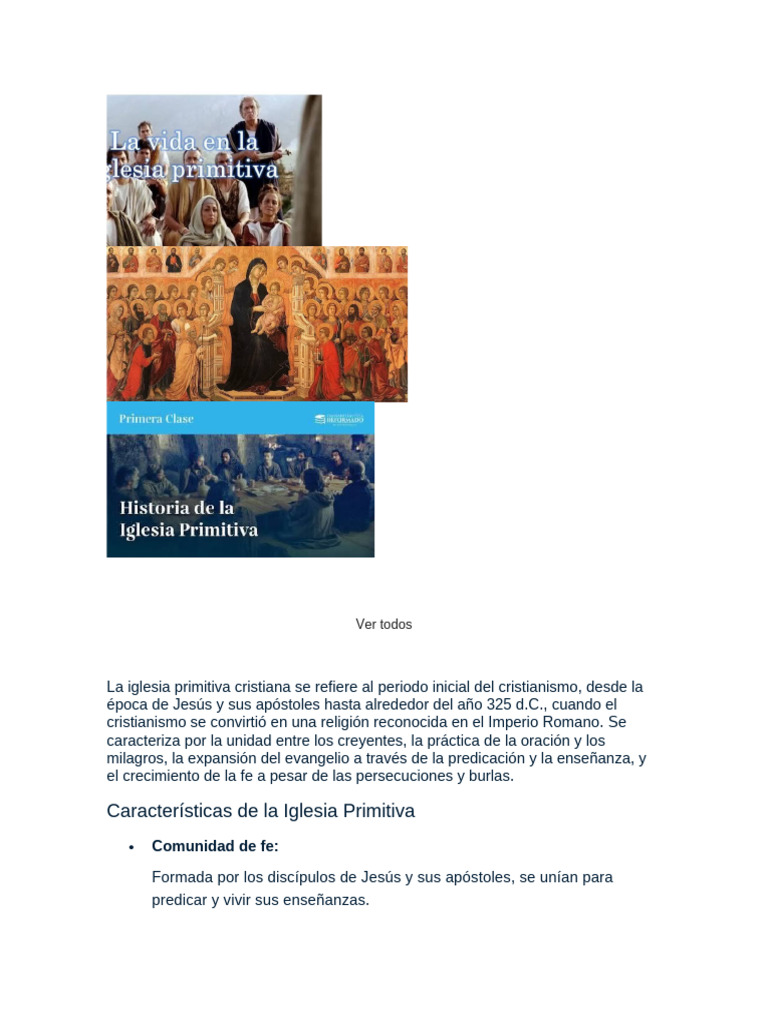 Características de la Iglesia Primitiva | PDF | Cristianismo primitivo ...