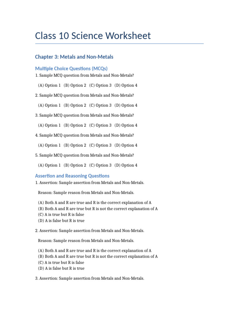 Class 10 Science MCQs and Questions | PDF | Multiple Choice | Light