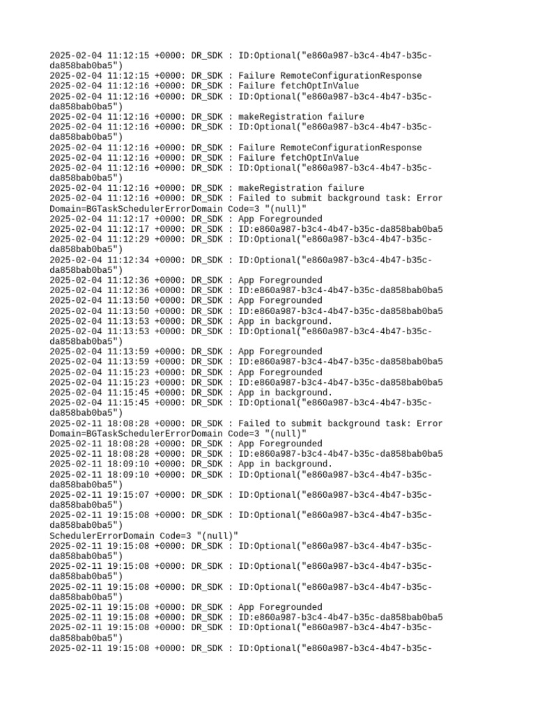DR_SDK Error Log and App Status | PDF