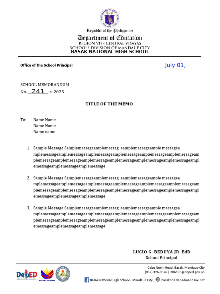 School Memo Template - V2 | PDF