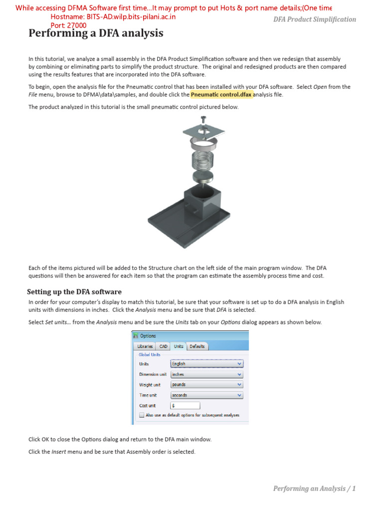 DFA Analysis for Pneumatic Control | PDF | Screw