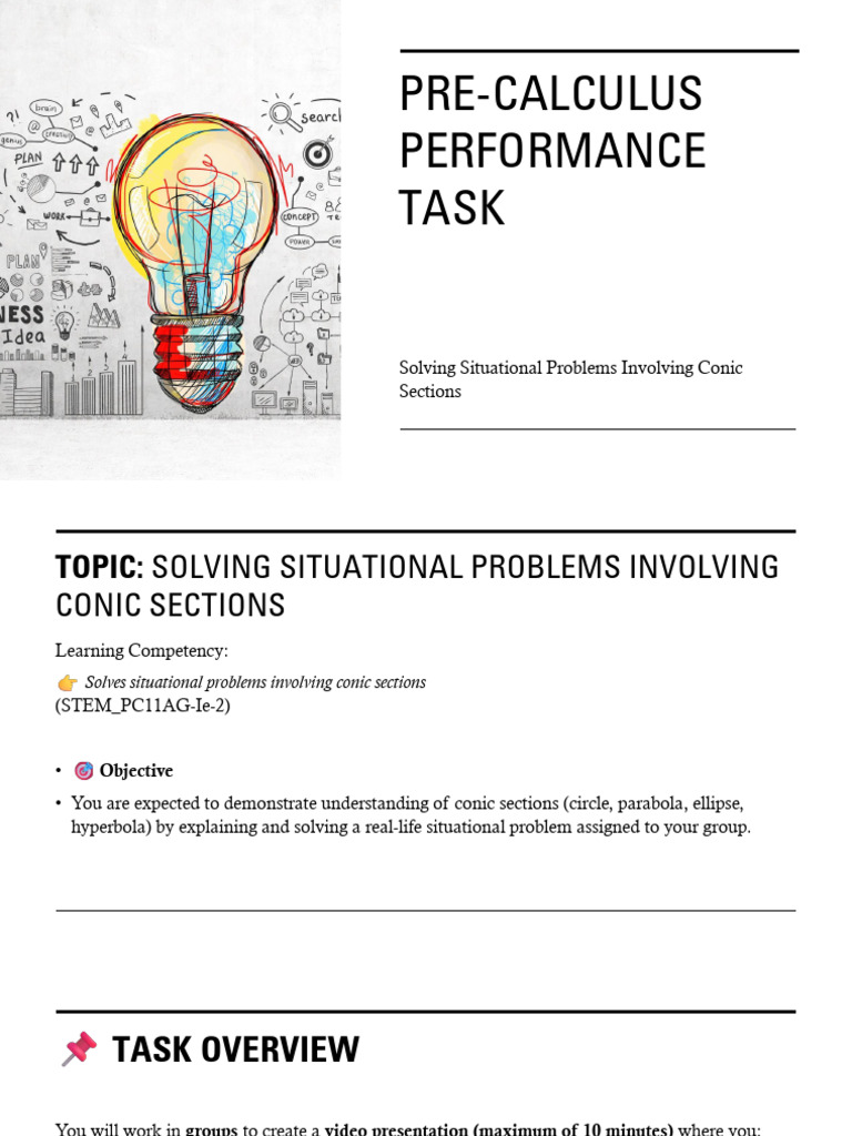 Conic Sections Situational Problems Task | PDF | Mathematics