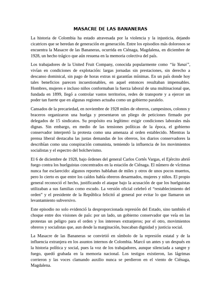 Masacre de las Bananeras: Historia y Memoria | PDF