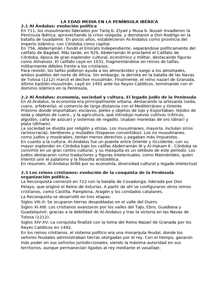 Historia de Al-Ándalus y la Reconquista | PDF | Al Andalus | Edades medias