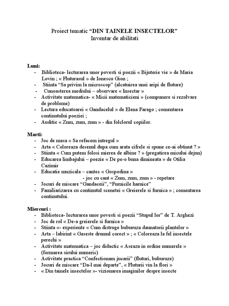 Proiectare Dintaineleinsectelor | PDF