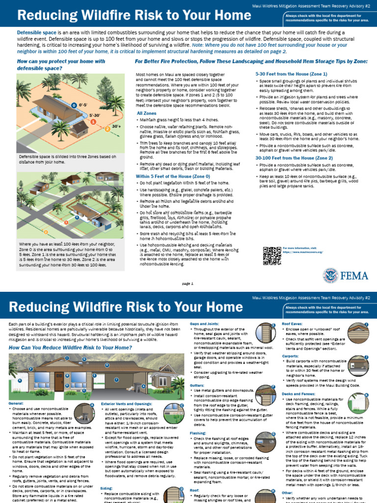 Fema RSL Hi Ra 2 Reducing Wildfire Risk To Home 042025 | PDF | Roof ...