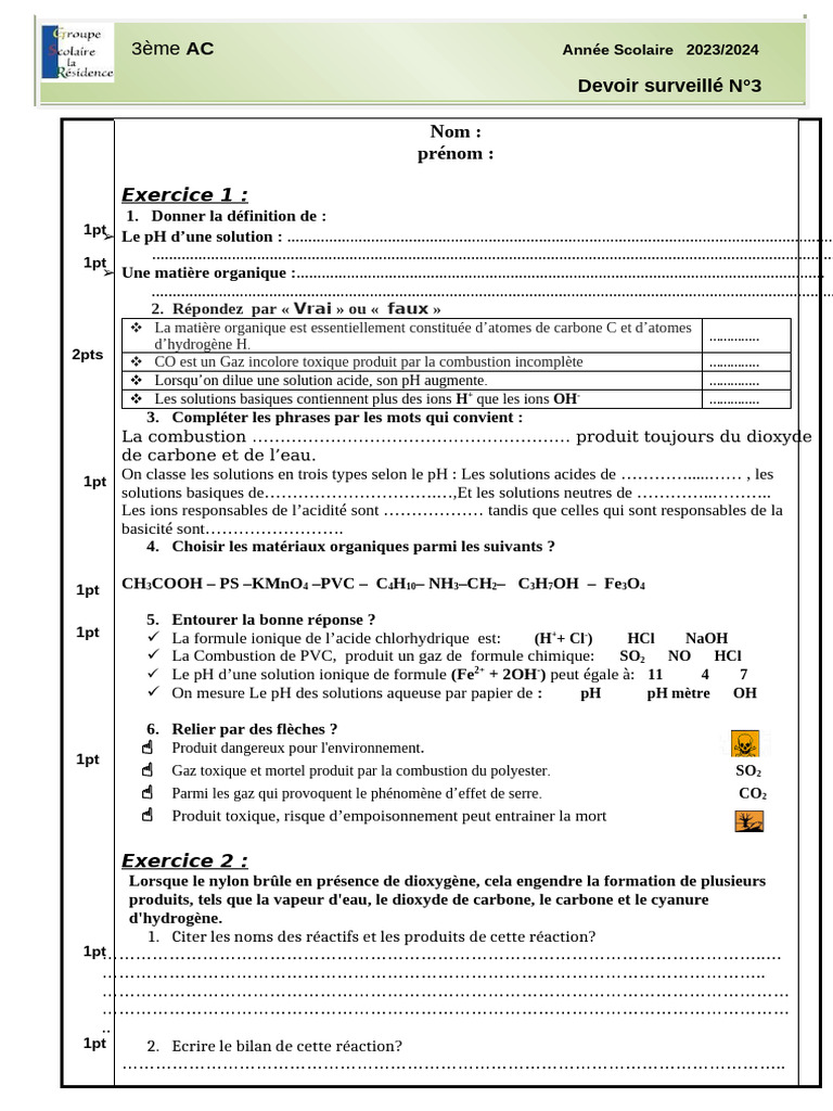 Concepts de pH et matières organiques | PDF | Ph | Acide chlorhydrique