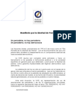 Manifiesto por la Libertad de Prensa . Sin Periodistas No Hay Periodismo . Sin Periodismo, no hay Democracia . 3 de Mayo . FAPE . #sinperiodistasnoperiodismo