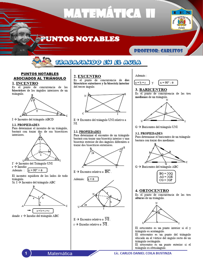 Puntos Notables en Triángulos: Incentro, Excentro y Más | PDF ...