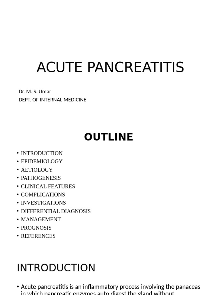 Acute Pancreatitis Overview and Management | PDF | Pancreas | Trypsin