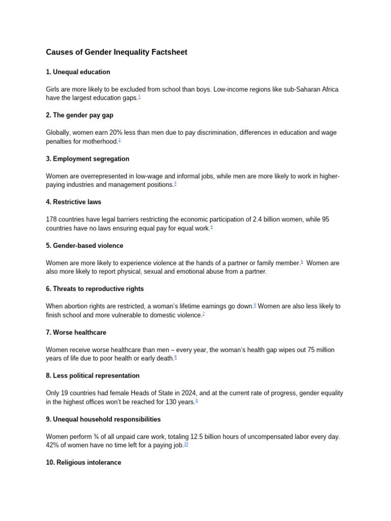 Causes of Gender Inequality Explained | PDF | Woman | Gender Pay Gap