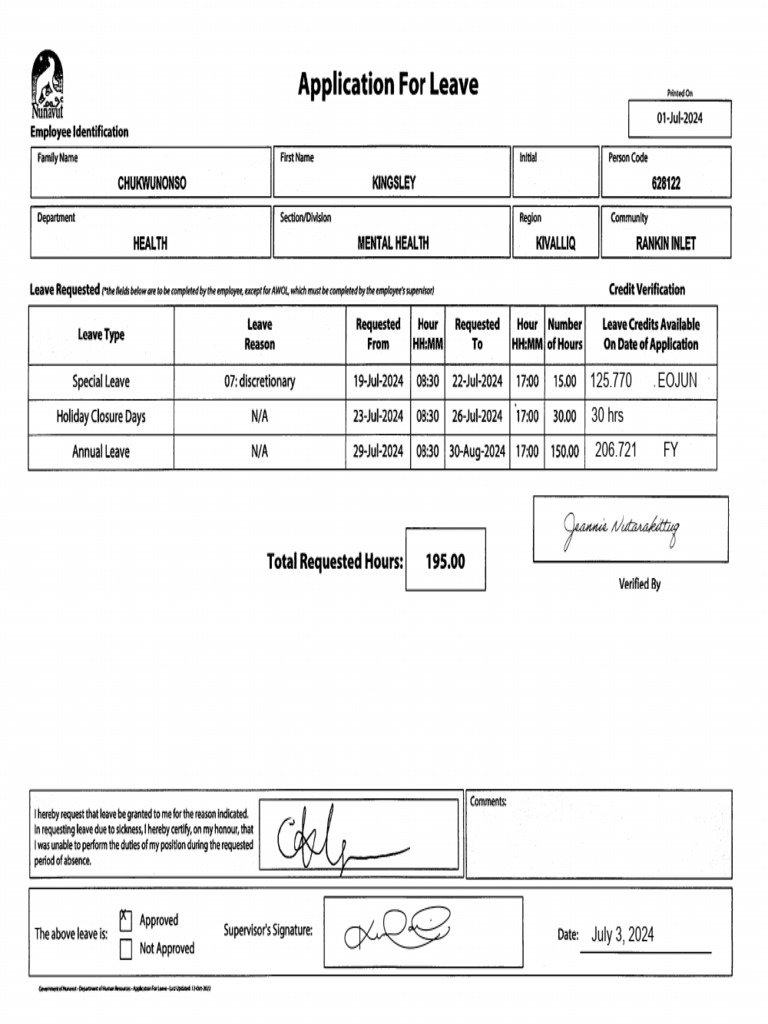 Approved 2024 Annual Leave | PDF