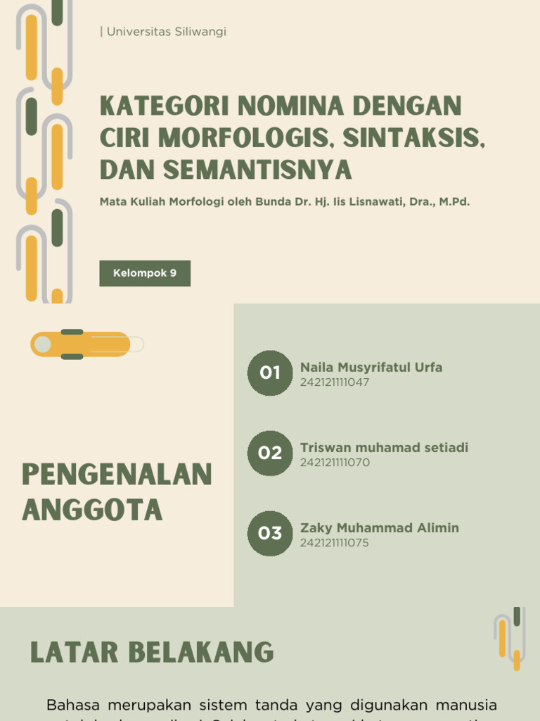 Ciri Morfologis, Sintaksis, dan Semantis Nomina | PDF