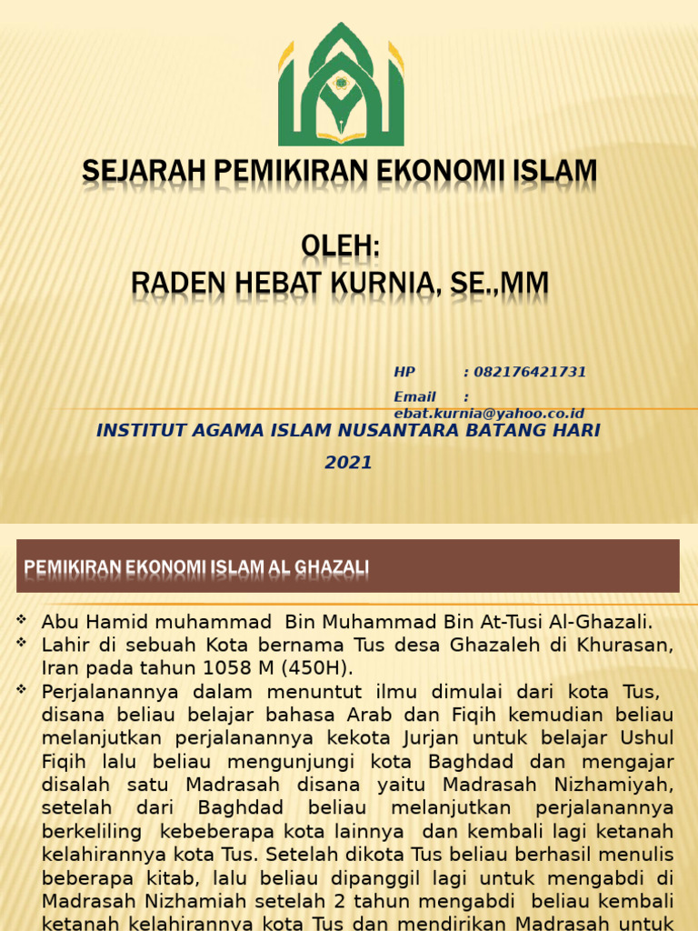 8. Pemikiran Ekonomi Islam Al Ghazali | PDF
