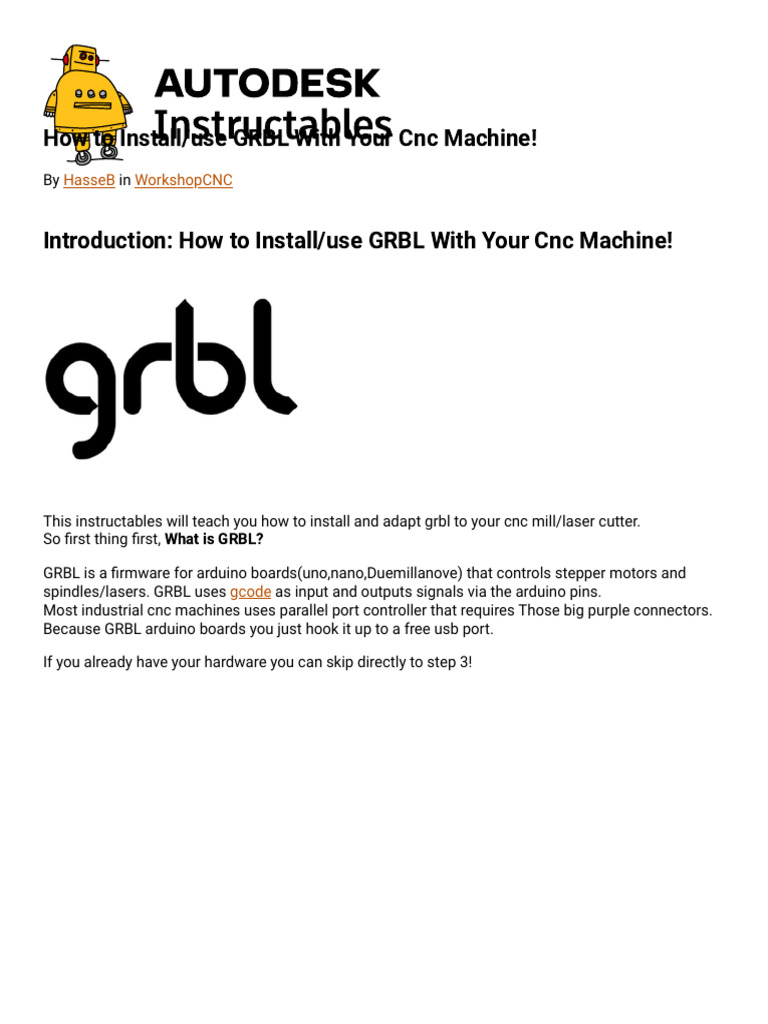 Installing GRBL on Your CNC Machine | PDF | Arduino | Computer Science