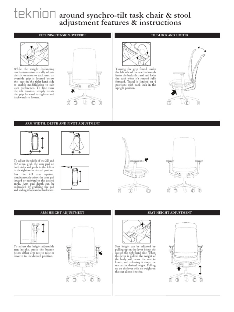 Synchro-Tilt Chair Adjustment Guide | PDF | Chair