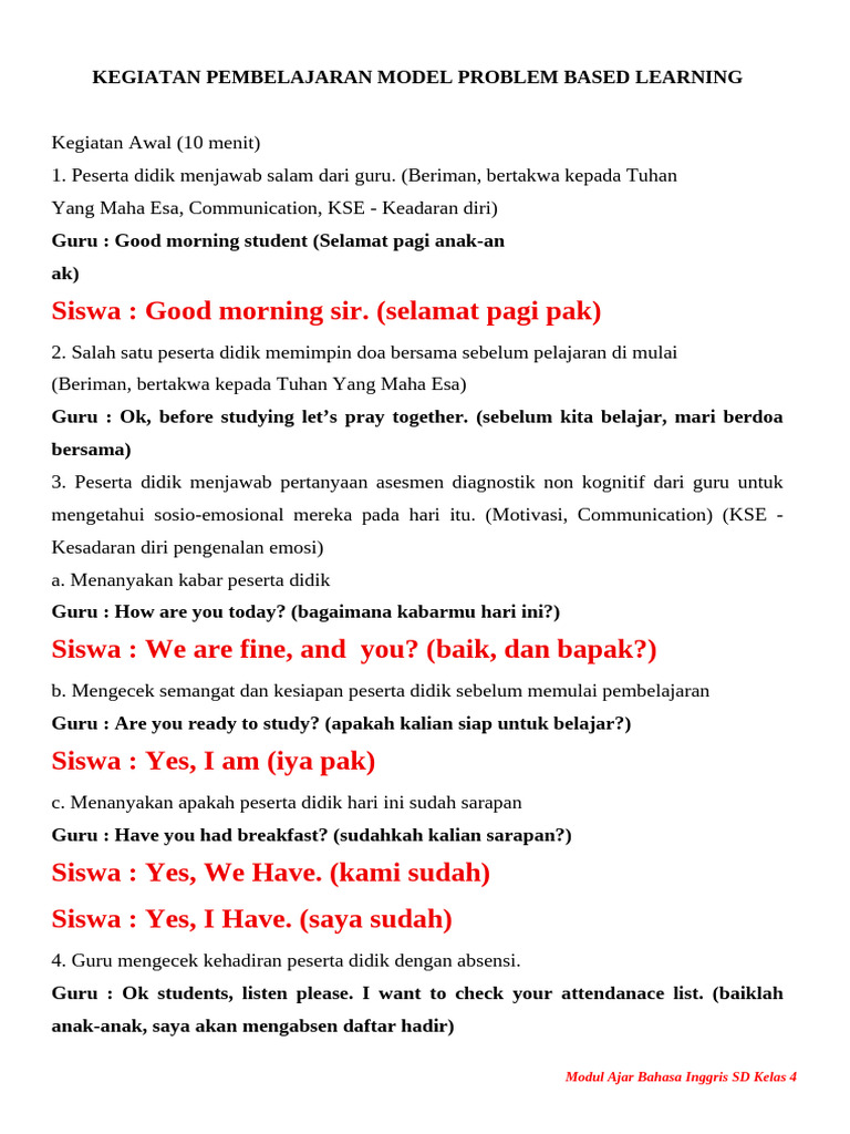 Pembelajaran Problem Based Learning SD | PDF