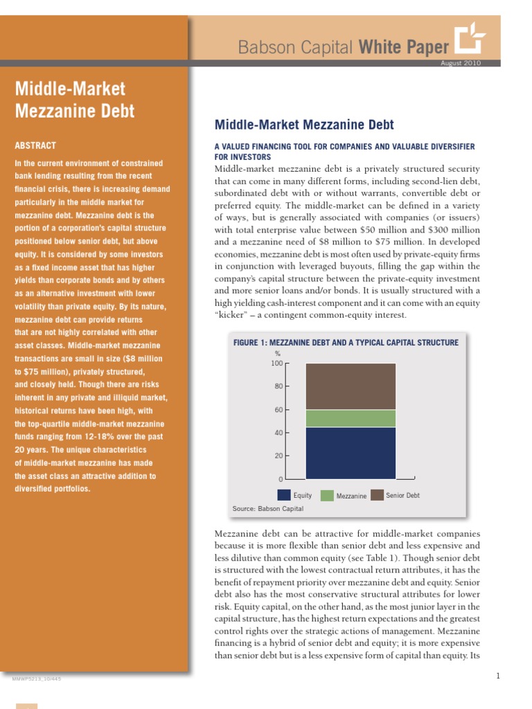 Babson Capital Mezz Middle Market WP PDF Mezzanine Capital