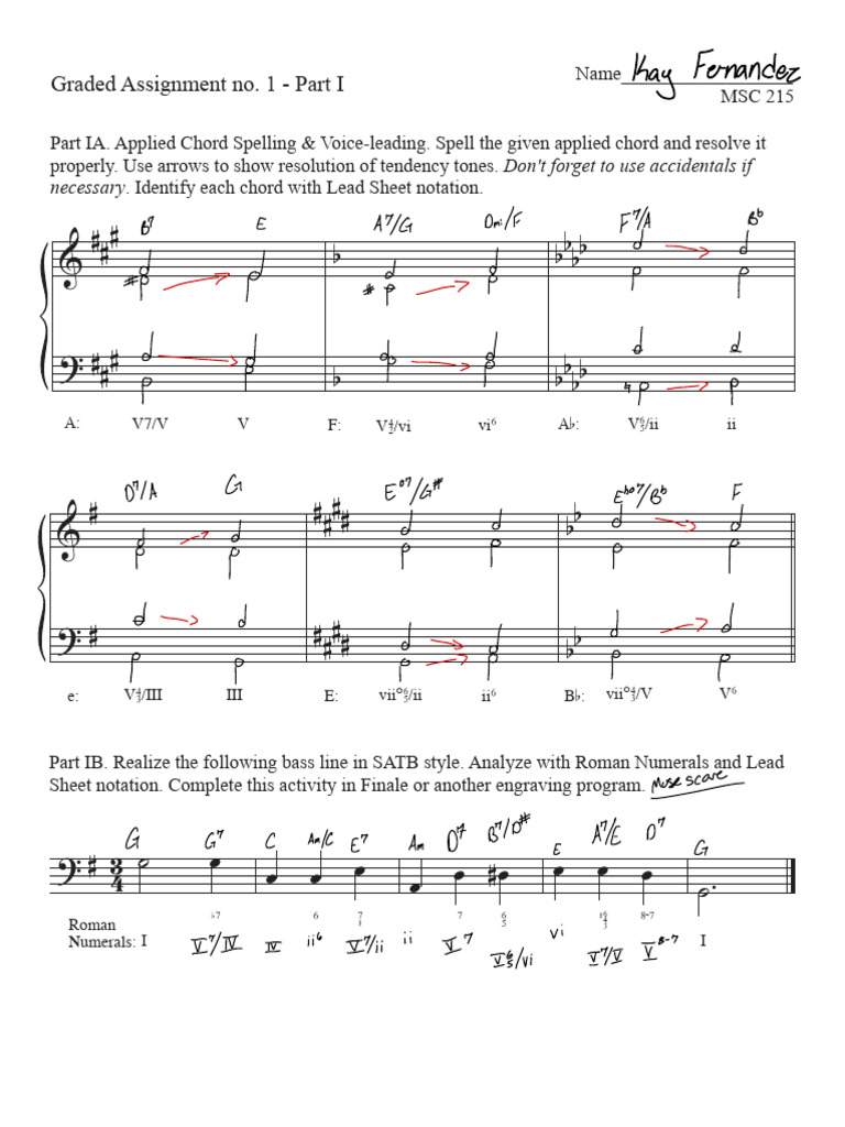 Chord Spelling and Voice-leading Assignment | PDF | Musical Techniques ...