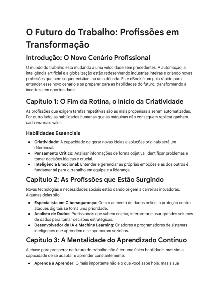 O Futuro Do Trabalho - Profissões em Transformação | PDF | Inteligência ...