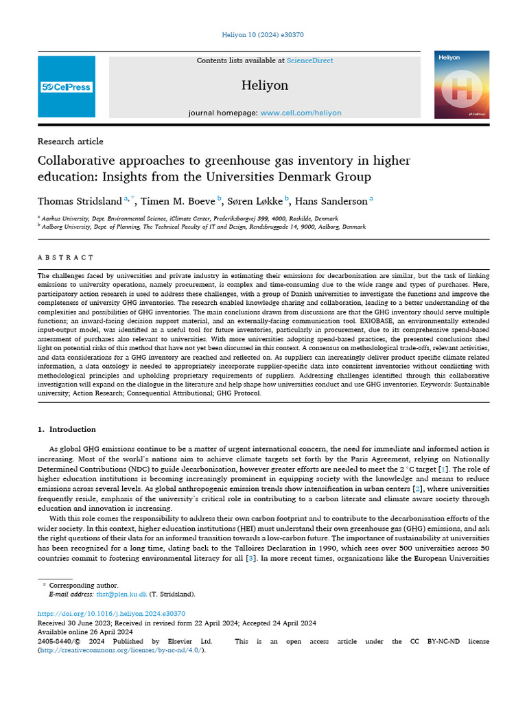 GHG Inventory Strategies for Universities | PDF | Life Cycle Assessment