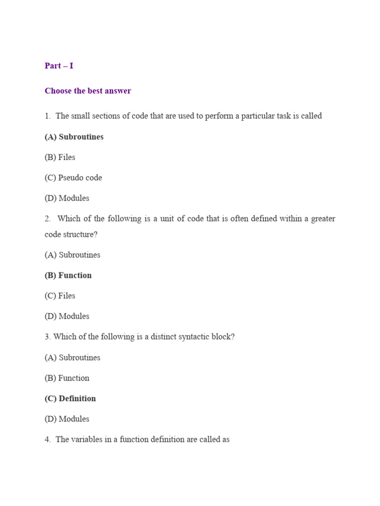 12th Cs Book Back Questions | PDF | Parameter (Computer Programming ...