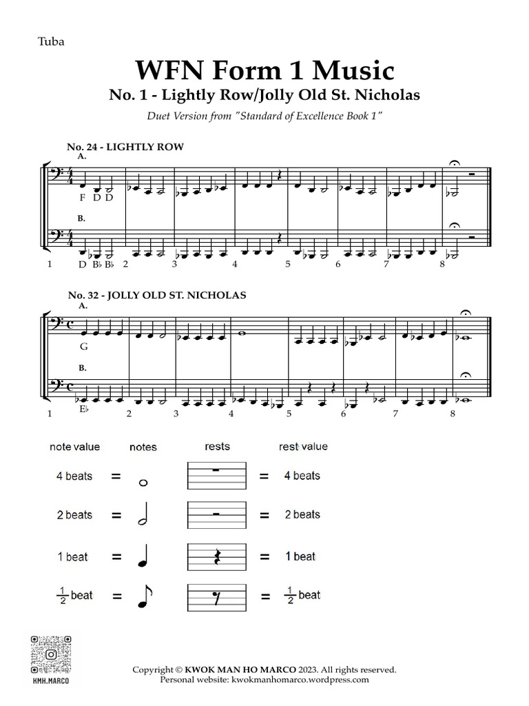 Partition Tuba : Lightly Row & Jolly Old St. Nicholas | PDF