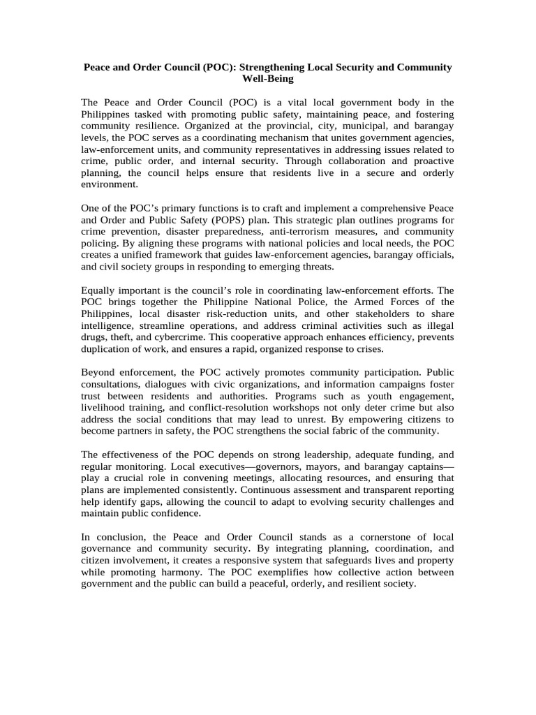 Strengthening Community Peace and Order | PDF | Law Enforcement | Crime ...