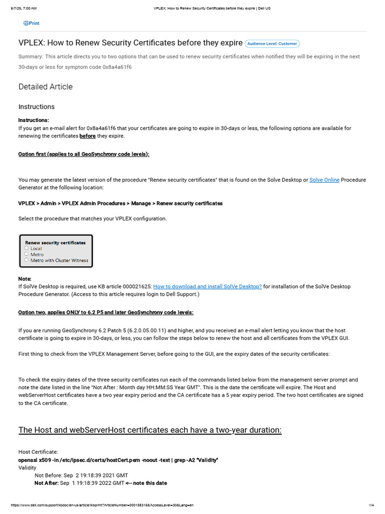 Renew VPLEX Security Certificates Guide | PDF | Computer Science ...