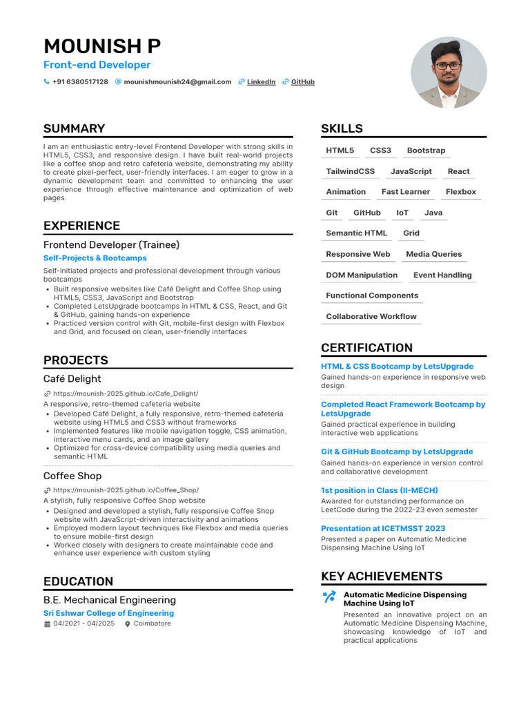 Entry-Level Frontend Developer Profile | PDF | Html5 | Bootstrap (Front ...