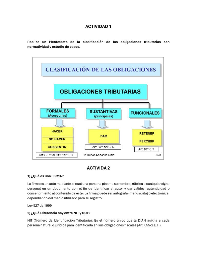 Clasificación y Conceptos de Obligaciones Tributarias | PDF | Impuestos ...