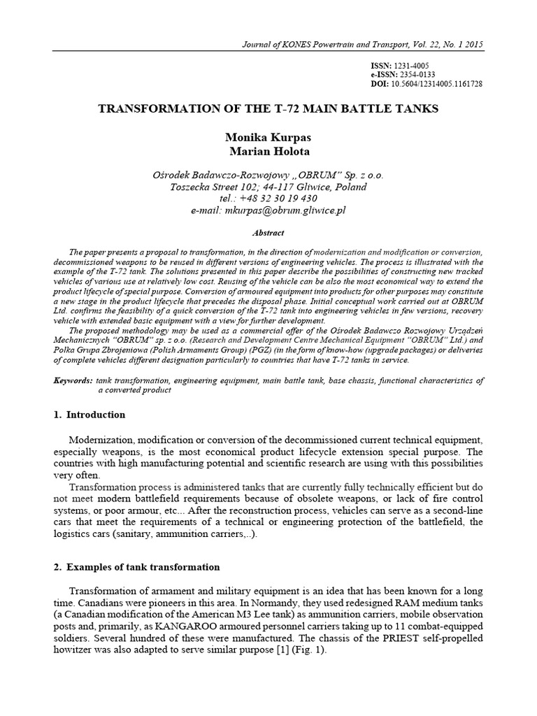 Transformation of The T 72 Main Bat | PDF | Tanks | Armoured Fighting ...