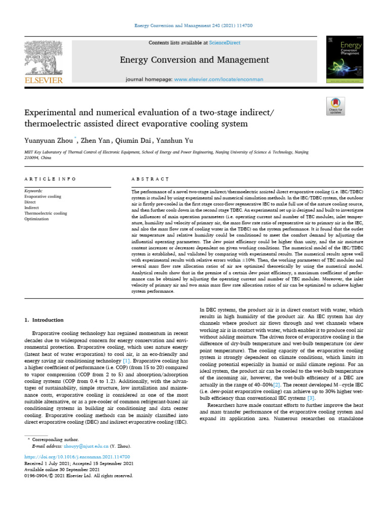 Zhou Et Al. - 2021 - Experimental and Numerical Evaluation of A Two ...