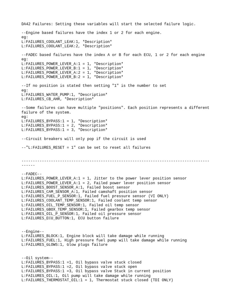DA42 Engine and System Failure Codes | PDF | Mechanical Engineering