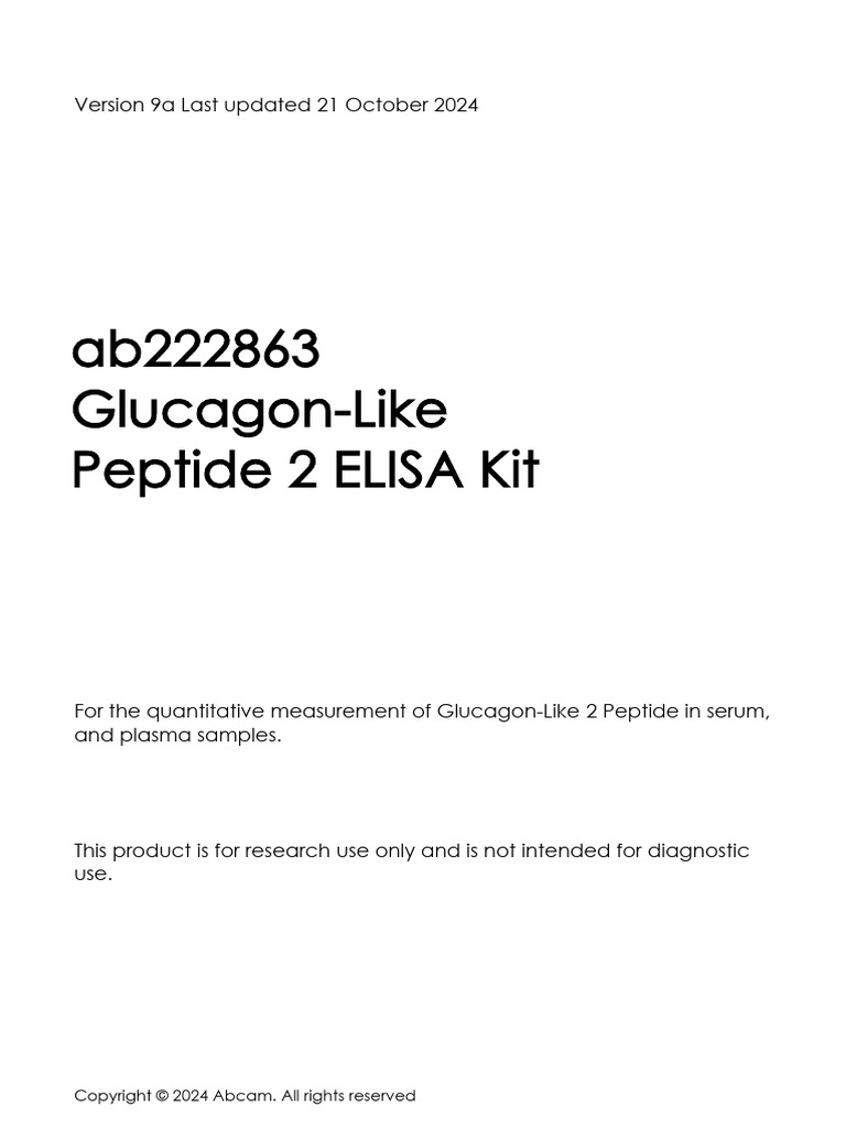 Visual Reference: Glucagon Like Peptide 2 Elisa Kit Protocol Book V9A Ab222863