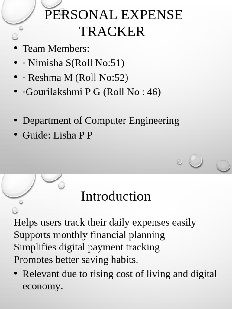 Personal Expense Tracker App Development | PDF