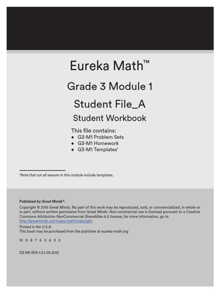 Grade 3 Eureka Math Module 1 Workbook | PDF | Multiplication | Equations