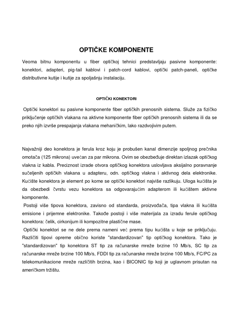 Opticki Konektori Spojevi | PDF