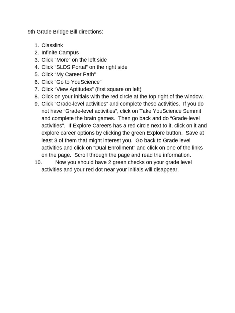9th Grade Bridge Bill Directions | PDF